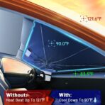 Windshield Sun Shade for Nissan Rogue 2021-2026, Custom Fit Foldable Umbrella Sunshade with 360° Rotating Shaft, Front Window Shade for UV & Heat Protection, Easy Storage Car Sun Shields - Image 4