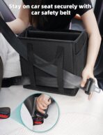 YOHOOLYO Car Seat Organizer Backseat Car Organizer with 4 Compartments, 4 Cup Holders and 7 Mesh Pockets for Front and Rear Seat, Black - Image 9