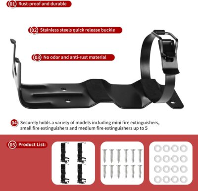 4PACK 2.5LB Fire Extinguisher Mount, Home Mini Fire Extinguishers Wall Mount Metal Bracket, Extinguishers Hanger for Vehicle, Car, Boat, Truck, Rv, House - Image 5
