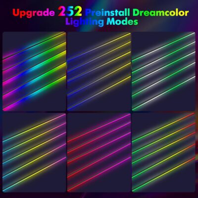 Upgraded Dreamcolor Acrylic Car Interior Lights RGB LED Strip Lights APP Control Zoned Control System 252 Color Modes DIY Fiber Optic Ambient Lighting Kits 2 in 1 Music Car Neon Lights - Image 4