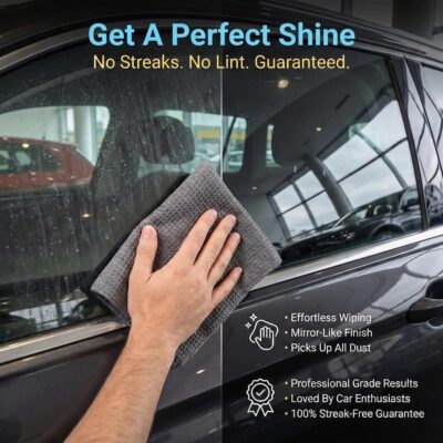 Waffle Weave Microfiber Towel, 12 x 12 inches, Barista Towels, Lint Free Cloth, Glass Towels, Waffle Towels Car Detailing, 6 Pack Premium Microfiber Cleaning Cloth - Image 4