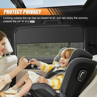 Car Front & Rear Side Window Sunshade, Magnetic Automotive Windshield Privacy Curtain with Half Shade, Mesh Sun Protection Cover Blocks Heat, Glare, UV Rays for Driver Passenger (4PCS) - Image 4