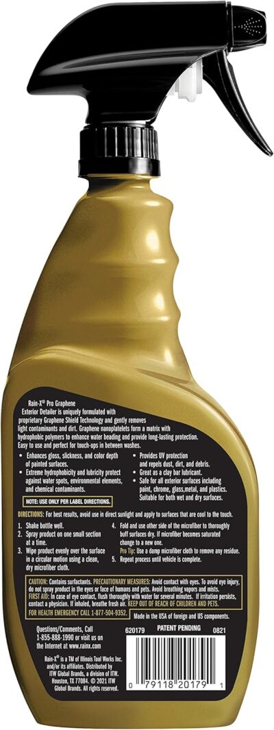 Rain-X PRO 620179 Graphene Exterior Detailer Spray, 16oz - Graphene Shield Technology Gently Removes Light Contaminants and Dirt, Enhances Gloss and Shine - Image 2
