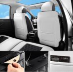 Car Seat Covers Full Set, Luxury Leather Waterproof Non-Slip Seat Protector Universal Fit for Most Cars SUVs Trucks Pick-ups,White and Black Car Accessories Interior(Full Set White) - Image 4