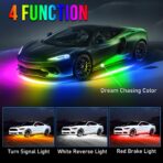 OPP ULITE Car Led Underglow Lights Aluminum Dream Chasing Color Accent Light Bar, RF Remote & APP Control Underglow Light Strip with Red Brake/Yellow Turn Signal/White Reverse Light Kit, 8PC Pack - Image 3