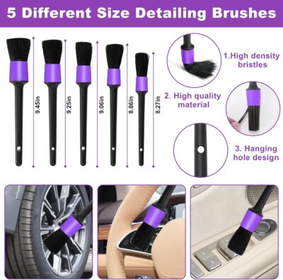 Viewsun Windshield Cleaner Tool, 17Pcs Purple Car Interior Cleaning Kit, Detailing Kit Cleaner, Detailing Brush, Cleaning Gel, Inside Cleaning Supplies Accessories for Trucks, SUVs, RVs Window - Image 4