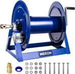 MEKOH Pressure Washer Hose Reel 3/8"x350ft, 5000PSI Hand Crank Power Washer Hose Reel for 1/4"x455ft, Heavy Duty Steel Hose Reel with Trailer/Wall/Van Mount, A-Frame Manual Reel for Water,M22 Fitting