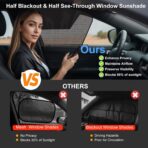 Car Window Shades, 2Pack Magnetic Front Car Window Cover, Half Blackout & Half See-Through Driver Side Window Sun Shade for Eating/Breastfeeding/Taking a Nap/Clothes Changing/Camping - Image 4