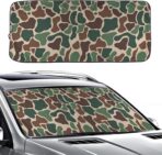 Army Dark Camo Foldable Windshield Sunshade – Premium 240T Car Sun Shade UV Protection & Heat Blocker with Easy Installation & Universal Fit,Camo Car Interior Accessories