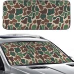 Army Dark Camo Foldable Windshield Sunshade – Premium 240T Car Sun Shade UV Protection & Heat Blocker with Easy Installation & Universal Fit,Camo Car Interior Accessories