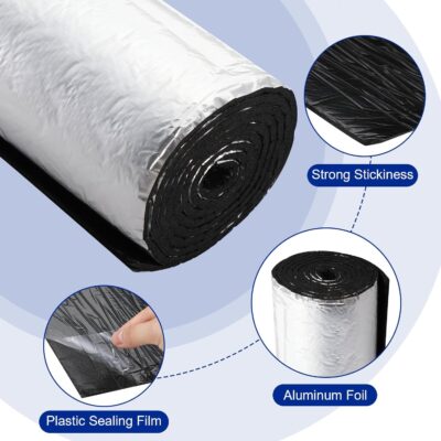 Zhengmy 10.8 Sqft 196 Mil Car Heat Sound Insulation Mat Automotive Noise Deadening Mat with Rubber Roller Auto Sound Deadener Self Adhesive Heat Insulation for Hood Ceiling Door(20 x 79 Inch) - Image 3