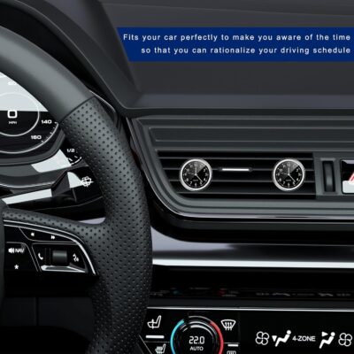 2PCS Stick on Dashboard Car Clock, Mini Luminous Automotive Vent Clip Quartz Clocks, Alloy Waterproof Analog Clock Watch Universal for Car Boat Bike Home, Interior Car Accessories (Black+Black) - Image 6