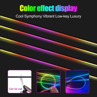 Acrylic Interior Car LED Strip Light with APP, 18-in-1 128 Colorful 6 Pieces Fiber Optic Car Decoration Atmosphere Light Kits, Dual Zone Music Sync Rhythm RGB Neon Lighting for All Cars - Image 5