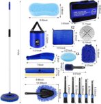 21Pcs Car Wash Kit,62" Car Wash Brush Mop with Long Handle,Car Cleaning Kit,Car Detailing Brush Set,Car Wash Bucket with Filter,Windshield Window Squeegee for Cars RV Truck Boat (Blue) - Image 7