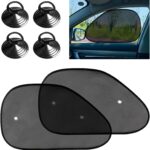 2PCS Car Side Window Sun Shade, 25.6"×15" Side Window Sun Shade Blocker with Suction Cups, Universal Mesh Sunlight Shield Glare and UV Rays Protection for Most Cars Trucks Vans
