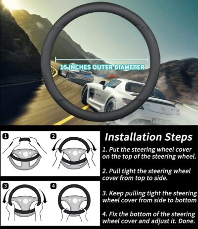 Custom-Fit for GMC Steering Wheel Cover, Premium Leather Car Steering Wheel Cover with Logo, Non-Slip, Breathable, for GMC Accessories (B-Style,for GMC) - Image 6