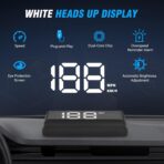 W2 Heads Up Display for Cars,Speedometer with Overspeed Alarm,Automatic Brightness Adjustment,Triple Over-Speed Alarm,LED Large Font,Built in Sun Visor,Plug & Play USB HUD Fit for All Vehicles(White) - Image 2