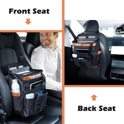 Car Seat Organizer with Laptop Compartment (Fits 15.6"), Front & Backseat Passenger Organizer with Adjustable Strap, Multiple Pockets, Portable Office Bag, Water-Resistant 1200D Polyester - Image 2