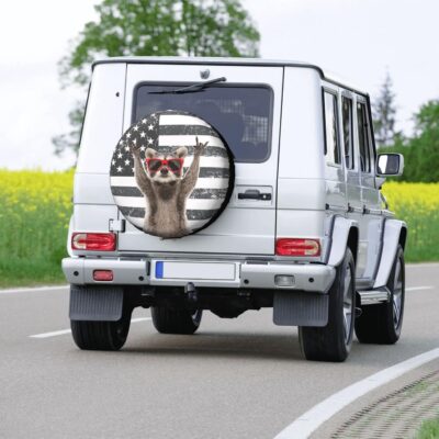 Funny Raccoon Spare Tire Cover Black White American Flag 14 Inch Wheel Protector for Truck SUV Trailer Camping Rv Tire Covers - Image 7
