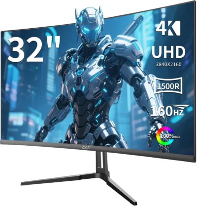 ZZA 32 Inch Gaming Monitor 160HZ,Curved Monitor 4k UHD(3840 * 2160P) VA Screen, 1500R Curved, Computer Moniter, Supports AMD Freesync, 120% sRGB, Built-in Wall Mountable Installs(HDMI 2.1/DP 1.4) - Image 2