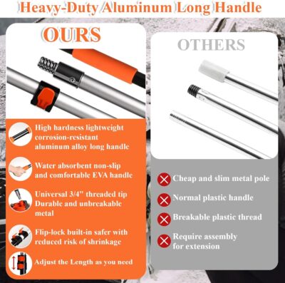 21Pcs Car Wash Kit with 60" Heavy-Duty Extension Pole, Soft Car Wash Brush, Wheel & Tire Brush, Scratch-Free Car Mop Mitt & Window Squeegee, Detailing Tool for Car Exterior & Interior Cleaning - Image 3