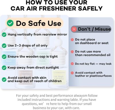 C Classy Car Air Freshener Hanging 2 Pack, Mahogany Teakwood Essential Oil Diffuser for Cars, Cute Glass Bottle Car Accessories for Women & Men Gift, Long-Lasting Fragrance, Made in USA - Image 6