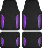 PIC AUTO Rubber Floor Mats, Purple Aluminum Film with Colorful Piping Floor Mats for Cars, Car Mats with Non-Slip Backing, All-Weather Protection, Trim-to-Fit Liner for Cars, SUVs, Trucks, Vehicles