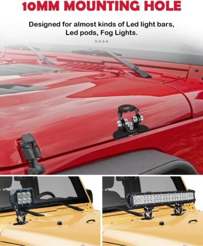 Led Hood Mounts, Universal Led Light Bar Mounting Brackets 304 Stainless Steel Hood Clamp Lights Mounts, Black - Image 3