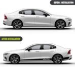 2 PCS Car Side Skirt Decals, 88.58" x 4.52" Long Stripes Stickers, PVC Auto Personalized Stickers, Waterproof Body Decoration, Universal for Most Cars, Trucks, SUVs (Black) - Image 3