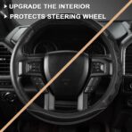 GIANT PANDA Car Steering Wheel Cover for Ford F150 F250 F350 Expedition 15.5-16 inches - Black - Image 5