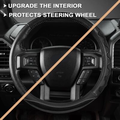 GIANT PANDA Car Steering Wheel Cover for Ford F150 F250 F350 Expedition 15.5-16 inches - Black - Image 5