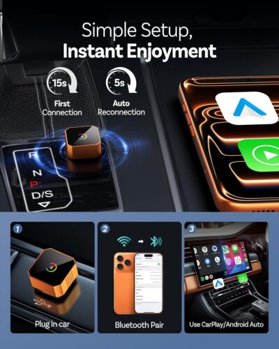 Wireless CarPlay Adapter for iPhone＆Android, 2026 Upgraded Car Play Mini Wired to Wireless Adapter for CarPlay ＆Android Auto Plug and Play Stable Connection & No Latency for iPhone iOS 10+ - Image 3