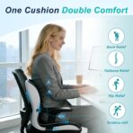 Seat Cushion for Office Chair and Car, Lumbar Support Pillow for Office Chair, Memory Foam Ergonomic Seat Cushion for Long Sitting, Back & Tailbone Pain, Sciatica - Dark Gray & Light Gray - Image 4