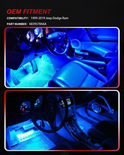 Interior Ice Blue LED Courtesy Footwell Lights Under Dashboard Floorboard Courtesy Lamps For Jeep Dodge Ram 1999-2019 - Image 6