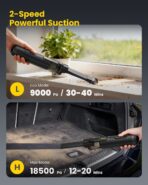 Mr.ego Handheld Car Vacuum Portable Cordless, 4-in-1 Mini Vacuum with 18500Pa Strong Suction, Desk Vacuum Cleaner and Air Duster with Green LED Light for Small Jobs, Car, Home, Keyboards (Black) - Image 4