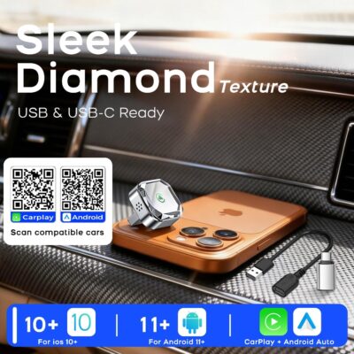 2026 Mini Wireless CarPlay Android Auto 2 in 1 Adapter - Converts Wired to Wireless Car Play Dongle, 5.8GHz Fast Bluetooth Receiver for 2016+ Vehicles, Plug & Play Auto Connect (USB-A/C) - Image 8