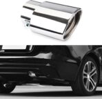 Stainless Steel Car Exhaust Tip, Universal Car Exhaust Pipe Modification Tail Throat Tail Pipe, Chrome-Plated Finish Exhaust Tailpipe Universal Car Accessories Fits Most Car (Silver Straight)