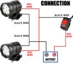 Motorcycle Driving Lights 12-60V 40W 3600LM LED Fog Lights for ATV UTV Bike Car Truck Boat Forklift Waterproof LED Spotlights with 6 Light Beads High Low Strobe Beam Switch Universal (Black 2) - Image 8