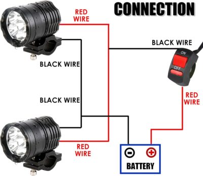 Motorcycle Driving Lights 12-60V 40W 3600LM LED Fog Lights for ATV UTV Bike Car Truck Boat Forklift Waterproof LED Spotlights with 6 Light Beads High Low Strobe Beam Switch Universal (Black 2) - Image 8
