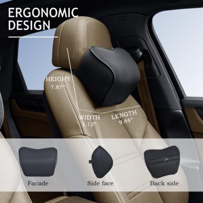 Car Neck Pillow for Driving, Soft Car Neck Pillow Memory Foam Neck Support Pillow, Comfortable Ergonomic Design for Travel, Cervical Support and Neck Pain Relief (Black, 1Pcs) - Image 2