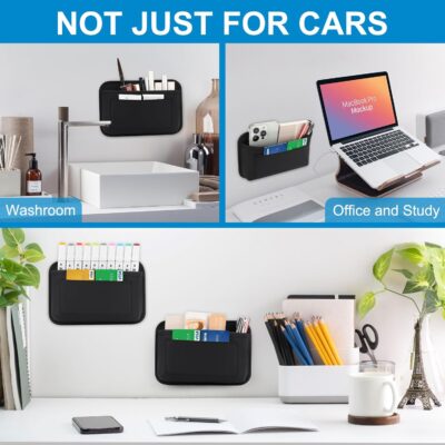 Accmor Universal Car Side Pocket Organizer, PU Leather Car Pocket Pouch Cell Phone Sunglasses Holder, Car Phone Pocket Organizer Accessories for Car Seat, Door, Window, Console - Image 7