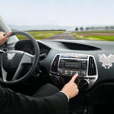 Frienda 8 Pcs Bling Butterfly Car Decals Women Crystal Rhinestone Shiny Butterfly Stickers Accessories for Car Body Bumper Window Laptop Automotive Interior Exterior Sticker Decor(Silver) - Image 5