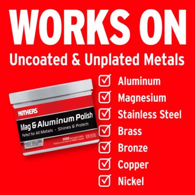 Mothers Mag & Aluminum Polish, 10 oz. – Brilliant Shine, Easy to Use, for All Uncoated & Unplated Metals Including Aluminum Wheels, Stainless Steel Trim and Exhaust Tips, Brass & More (05101) - Image 5