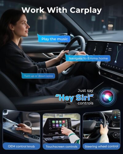 Jemluse Wireless CarPlay Adapter for Apple - Mini Size, Fast Stable Connection Convert Wired to Wireless Car Play Dongle for iPhone iOS 10+, Plug & Play for Cars from 2016+ w/USB-C (Black) - Image 5