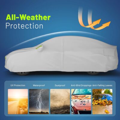 Favoto Car Cover for Tesla Model Y - Custom Fit Vehicle Cover 6 Layers Waterproof All Weather Outdoor Rain Snow Sun Dust Protection with Charging Port Ventilated Mesh Door Zipper - Image 8