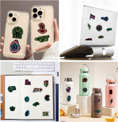 50pcs Neon Car Theme Sticker,Waterproof Vinyl Stickers - Automobile Race Decor & Party Favors Gifts for Laptop, Water Bottle, Skateboard Guitar (Neon Sticker-3) - Image 6