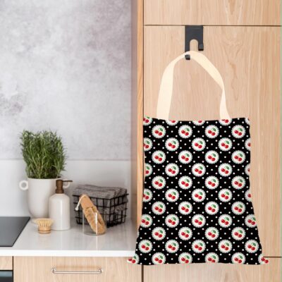 Car Trash Bag, Car Garbage Bag, Waterproof Back Seat Cars Organizer Hanging Trash Can Bin for Home, Office, Outdoor, Travel, Camping Vehicle Accessories Black Circle Cherry Decor - Image 4