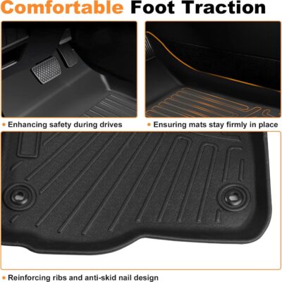 Floor Mats Fits for Honda CR-V 2023 2024 2025(NOT for Hybrid), All Weather Protection TPE Anti-Slip Automotive Floor Liners, Includes 1st and 2nd Row Full Set Liners, Odorless Anti-Slip Mats Black - Image 2