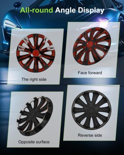 SCITOO 4-Pack 16 Inch Hubcaps Black & Red Wheel Cover Hubcaps for Cars - Image 2