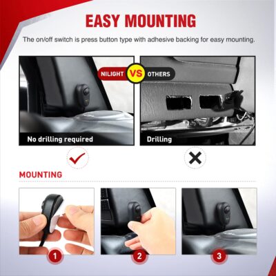 Nilight 10016W DT Wiring Harness Kit for LED Light Bars - 12V On/Off Switch, Power Relay, Blade Fuse - 2 Leads - Image 6